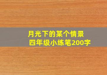 月光下的某个情景 四年级小练笔200字